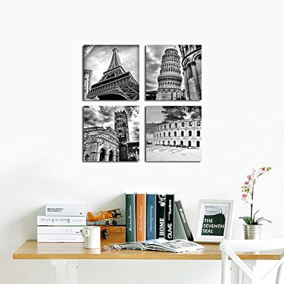 Wieco Art – Arquitecturas modernos edificios de 4 paneles