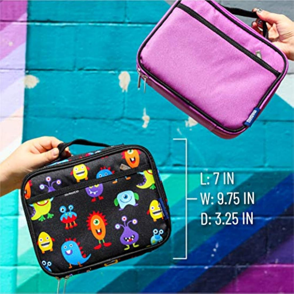 Lonchera en poliéster para niños diseño de monstruos