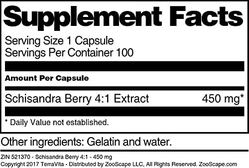 Schisandra Berry 4:1-450 mg 100 Cápsulas
