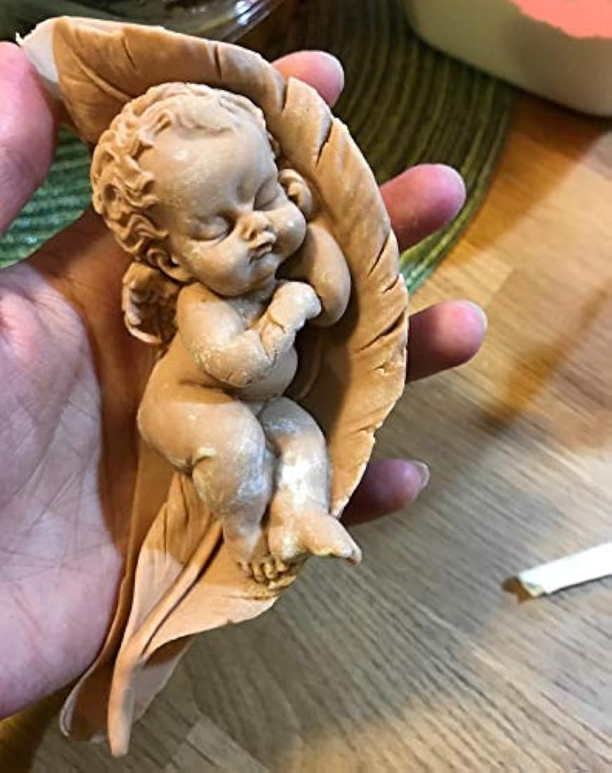 HiParty - Molde de silicona con alas, diseño de ángel de dormir, para decoración de tartas, chocolate, caramelo, jabón y arcilla