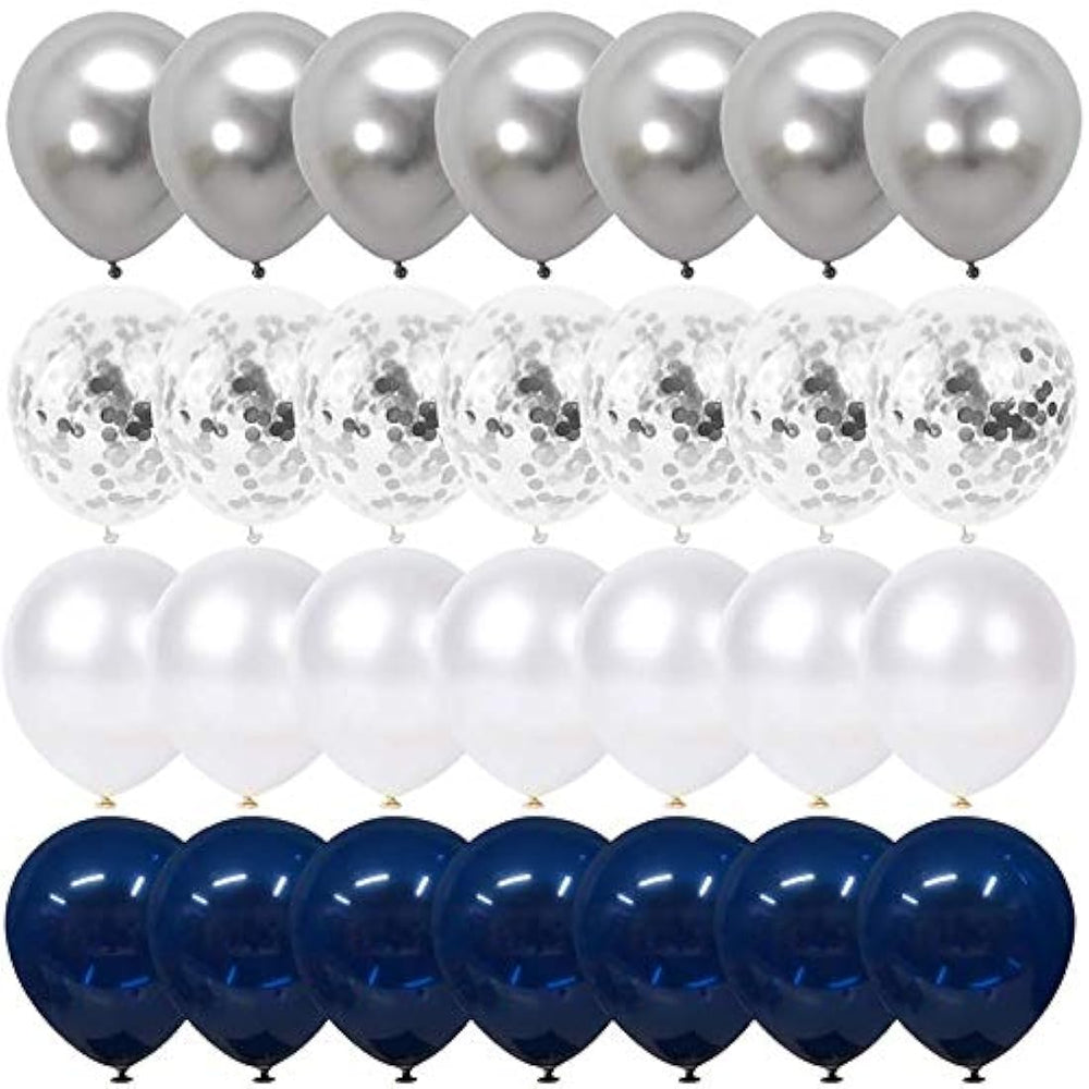 Juego de guirnalda de globos azul marino y plateado.