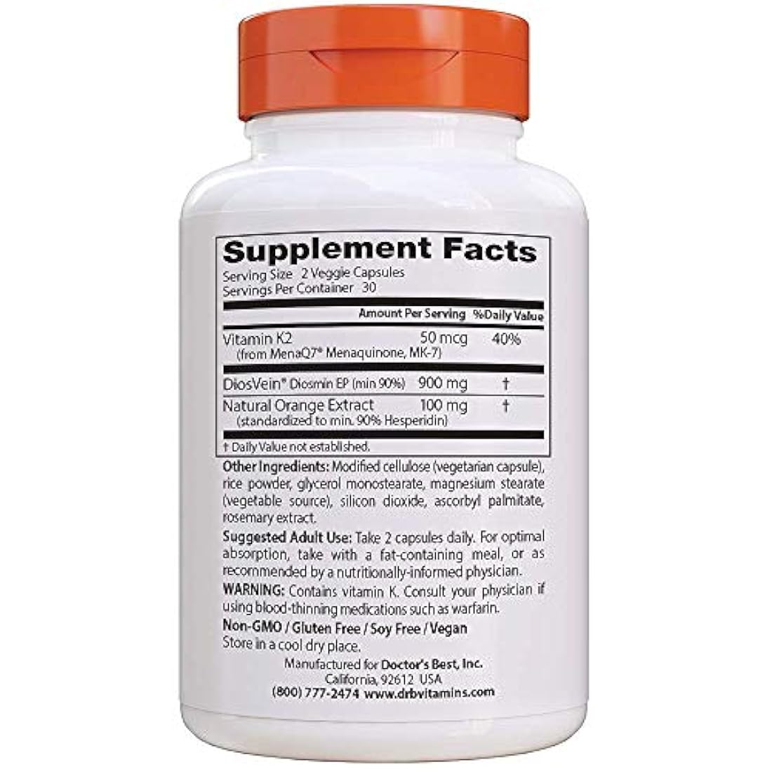 60 Cápsulas Vegetarianas soportes para venas