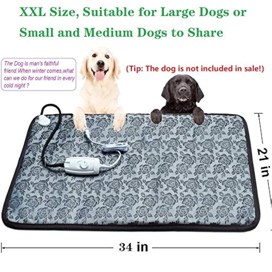 Almohadilla de calefacción XXL para cama de perro grande