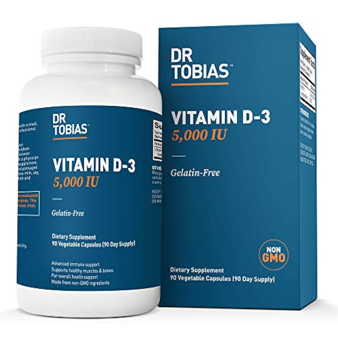 Vitamina D3 5000 IU libre de gelatina con antioxidantes