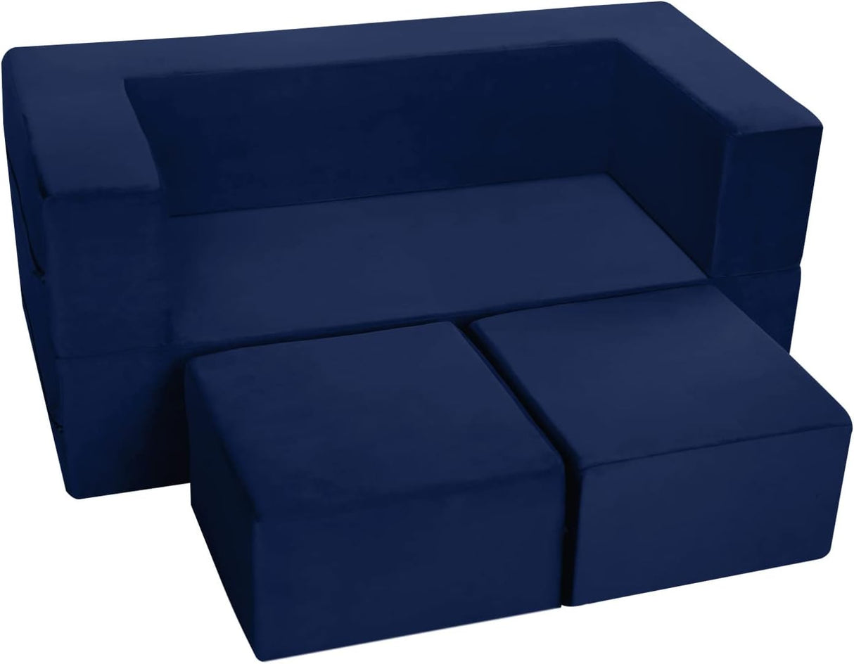 Sofá infantil de espuma para niños MeMoreCool Azul marino