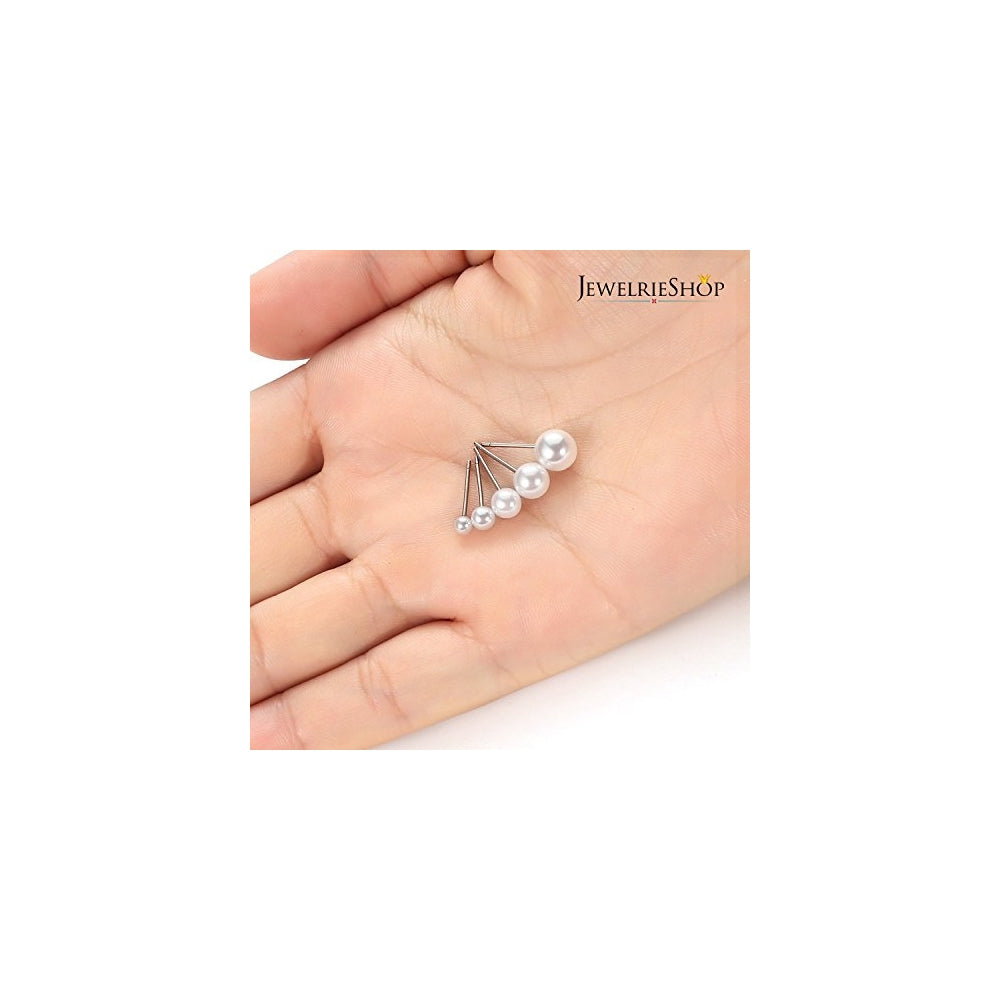 Aretes de perla sintética hipoalergénicos de acero