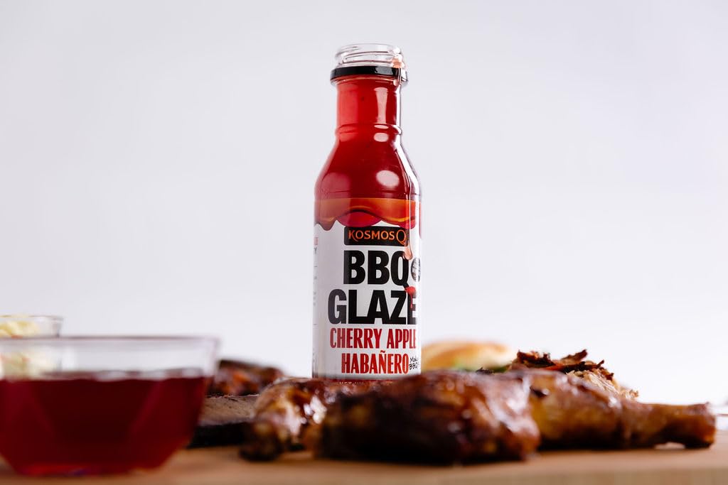 Kosmos Q Cherry Apple Habanero BBQ Glaze – Botella de 15.5 onzas para barbacoa pegajosa y sabrosa – Esmalte grueso para barbacoa para carne deliciosa lista para competición (cereza y manzana habanero)