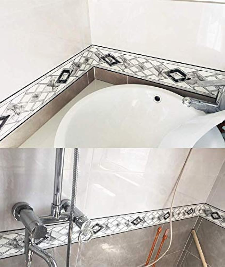 Papel pintado tipo borde estilo rombos 3D negro(4x16.5pies)