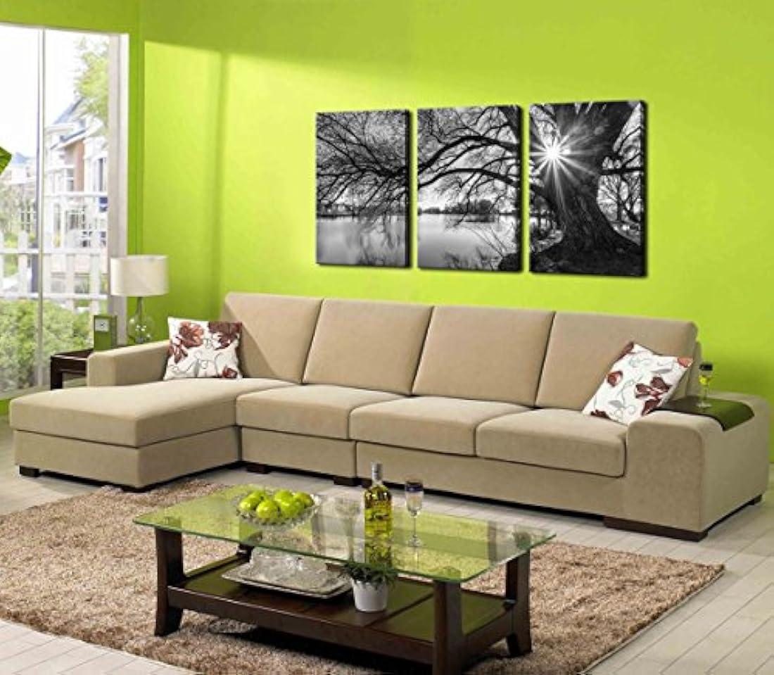 Lienzo decorativo con diseño de árbol blanco y negro