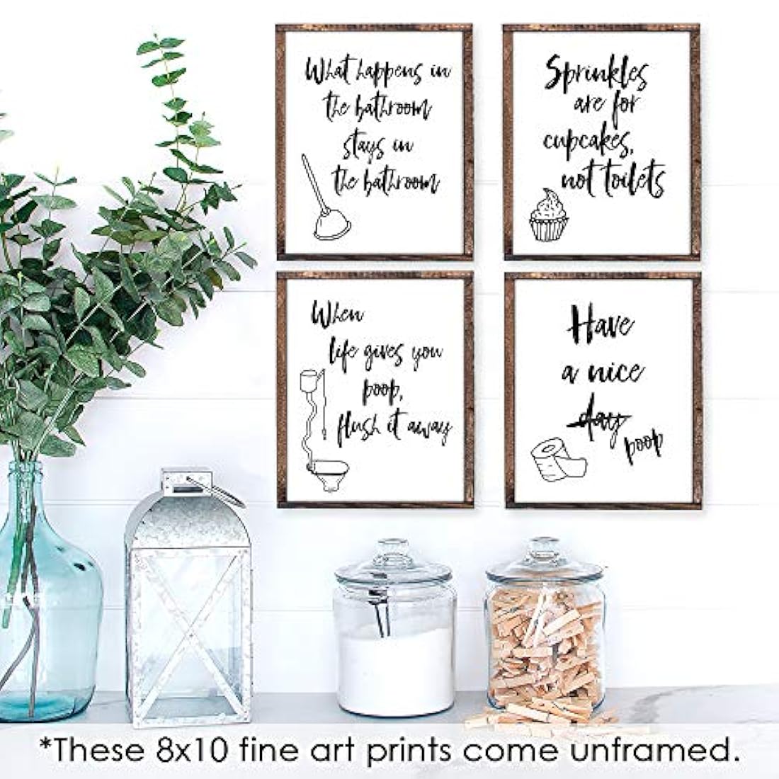 Arte de pared de decoración de baño de 8x10s