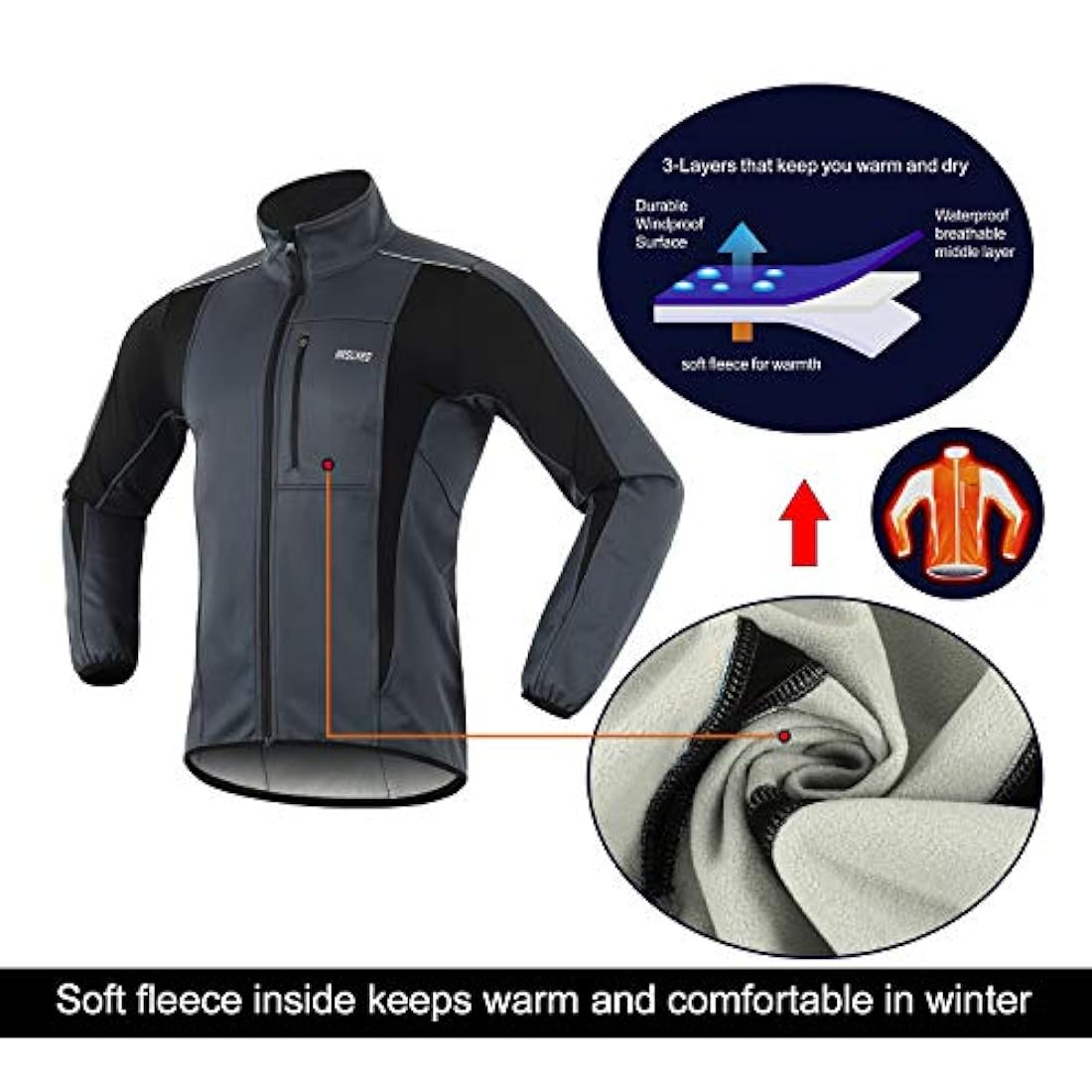 ARSUXEO - Chaqueta térmica para ciclismo