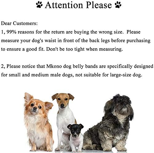 Mkono Pañales lavables para perros machos para perros pequeños y medianos (paquete de 3)
