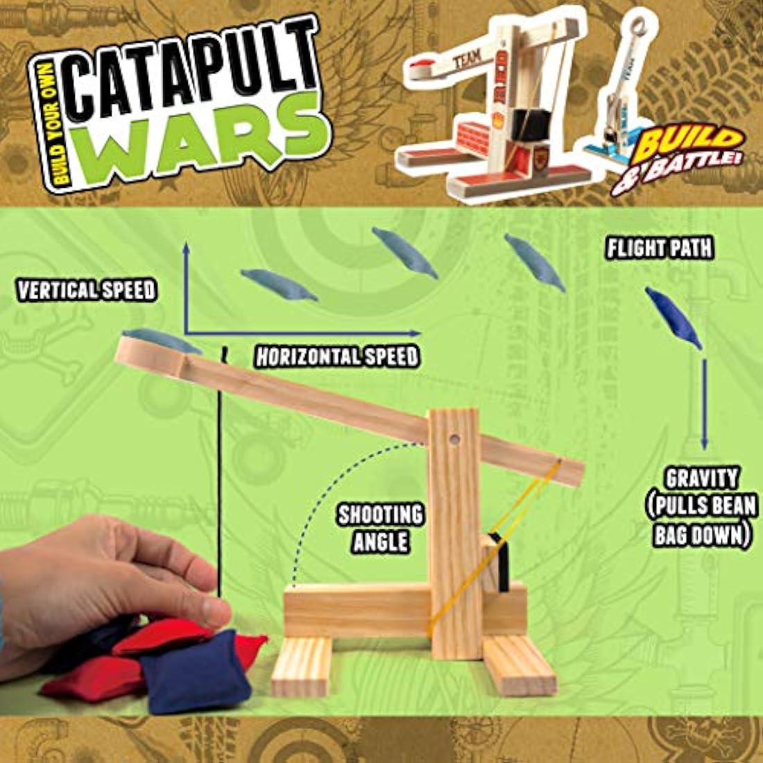 Kit para construir y luchar con 2 catapultas