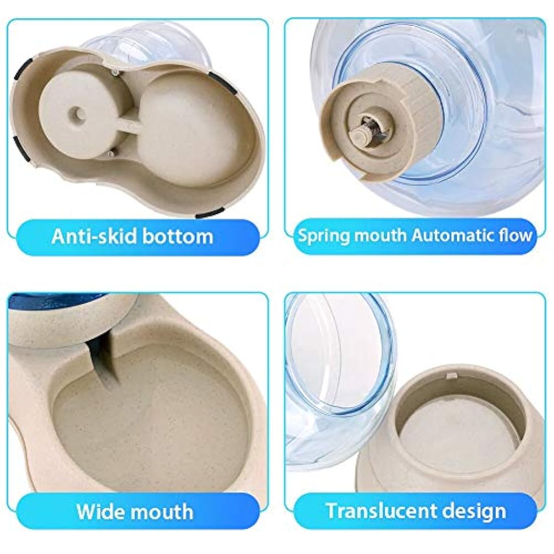 Alimentador automático para gatos y dispensador de agua en juego con alfombrilla de comida para mascotas para perros pequeños medianos mascotas, cachorros gatitos gran capacidad 1 galón x 2