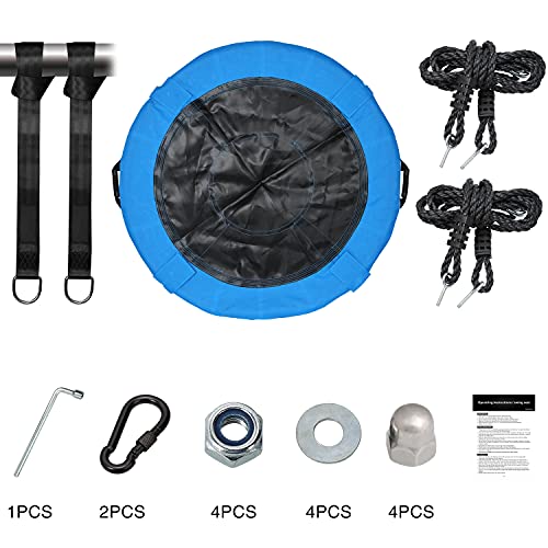 Trekassy - Columpio de platillo de 40.0 pulgadas, soporta 700 lb, para niños, adultos, 900D, Oxford, resistente al agua con pivote, 2 correas de 10 pies para colgar en el árbol, marco de acero y cuerdas ajustables