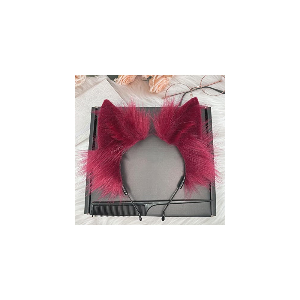 Disfraces de Diadema de orejas de lobo rojo talla única