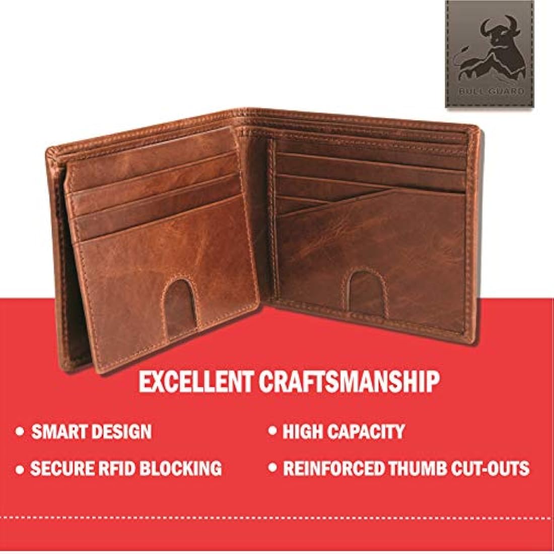 Billetera para hombres de cuero genuino suave vintage Marrón