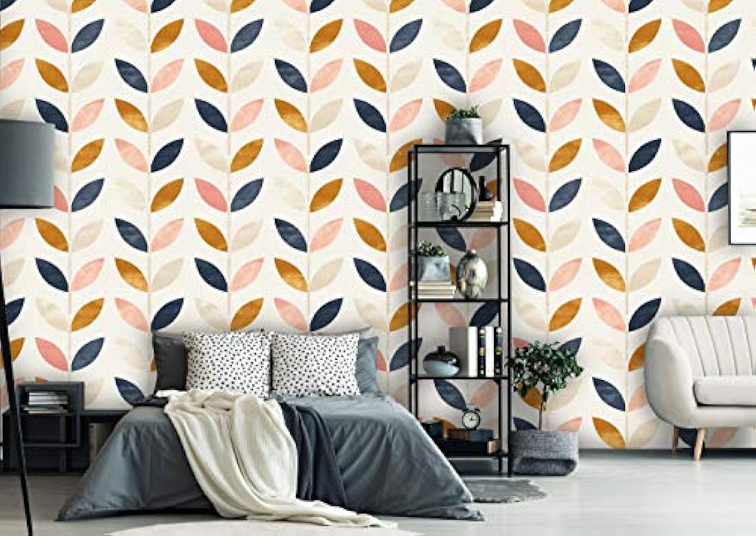 Papel pintado autoadhesivo,diseño floral de oro rosa