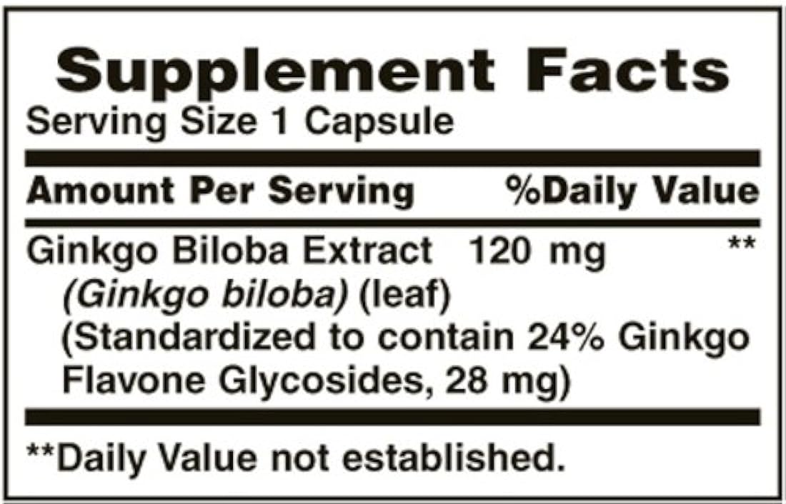 Nature's Bounty Ginkgo Biloba - Extracto estandarizado 120