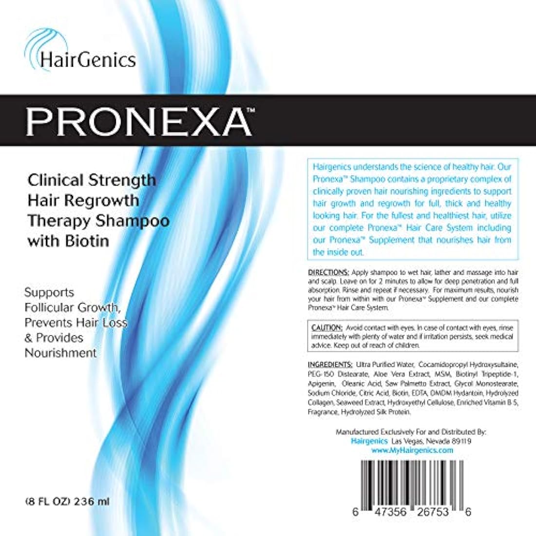 Champú para crecimiento con fuerza del cabello, con biotina