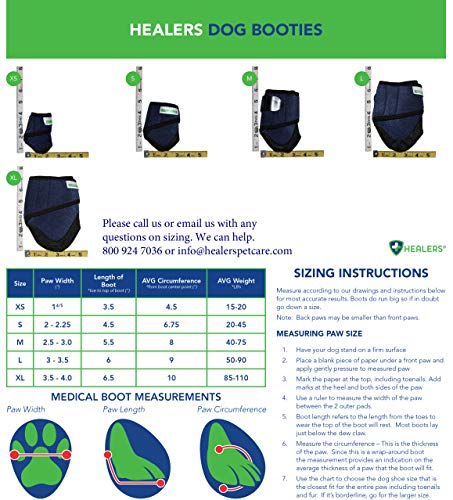 Healers Botas médicas para perros y vendas de gasa, juego de 2 botas con 2 almohadillas de gasa, color azul