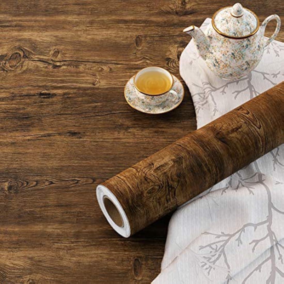 Papel tapiz de madera marrón para pelar y despegar