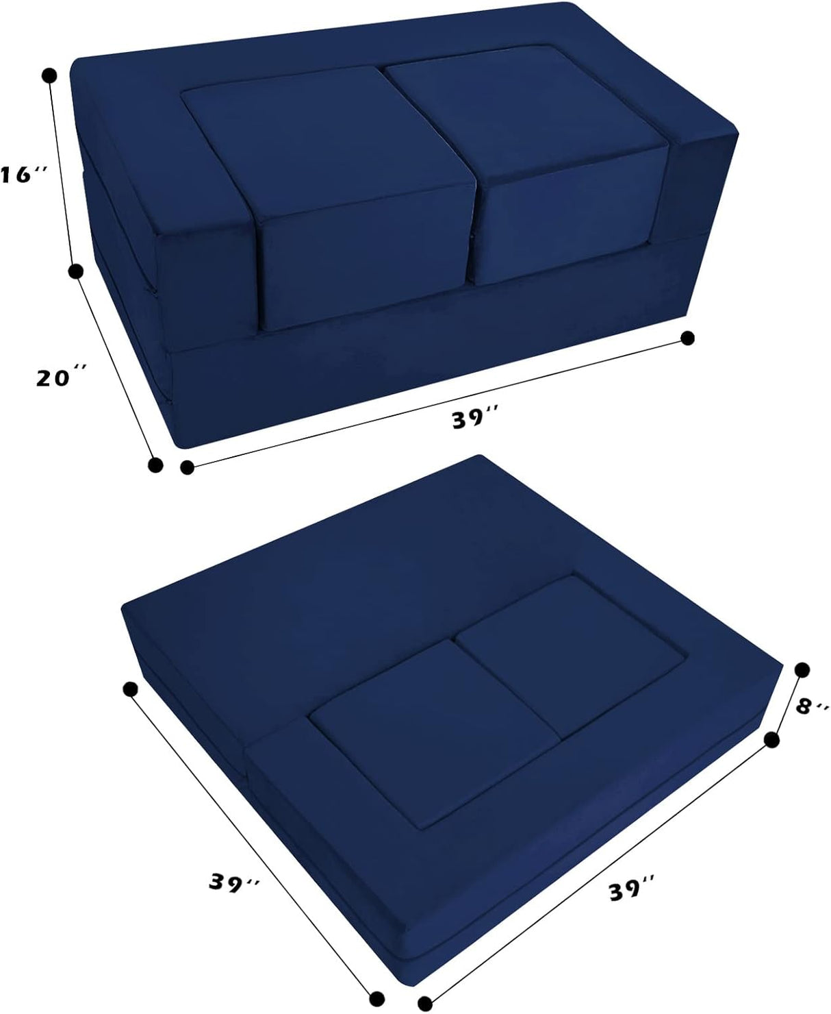 Sofá infantil de espuma para niños MeMoreCool Azul marino