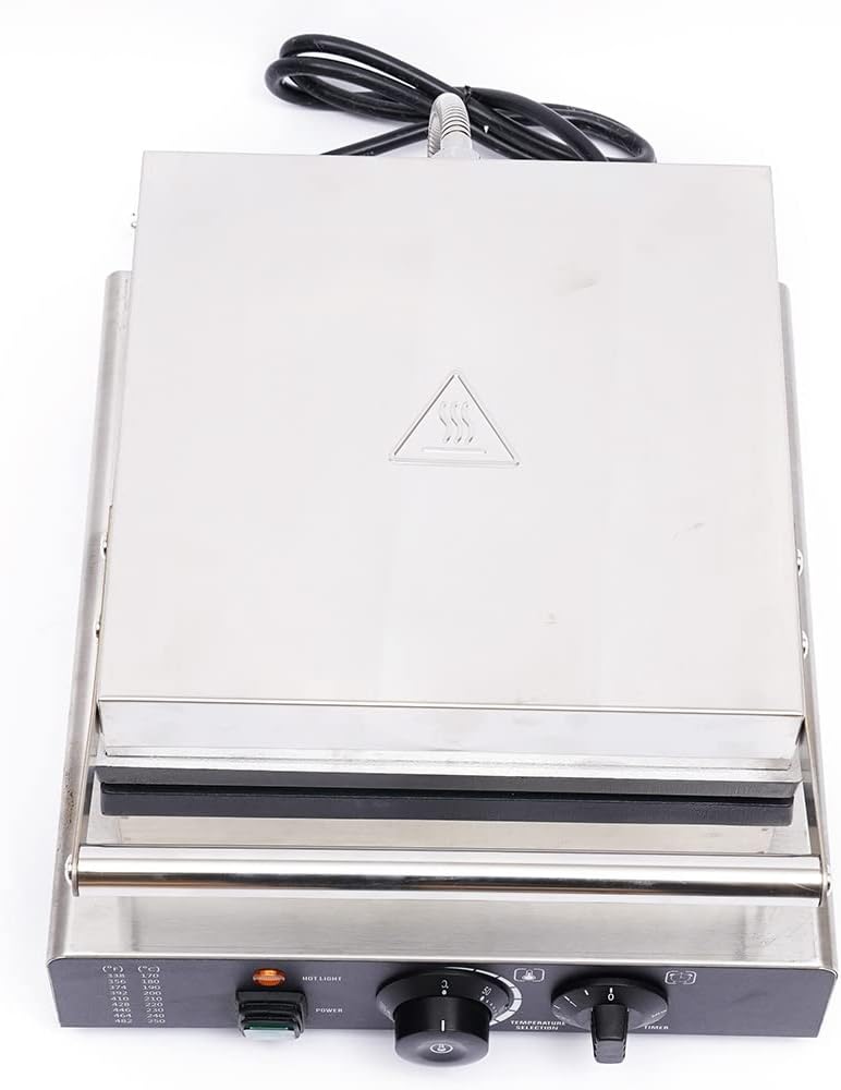 Máquina de Waffles Comercial, 110V, Antiadherente, Control T°