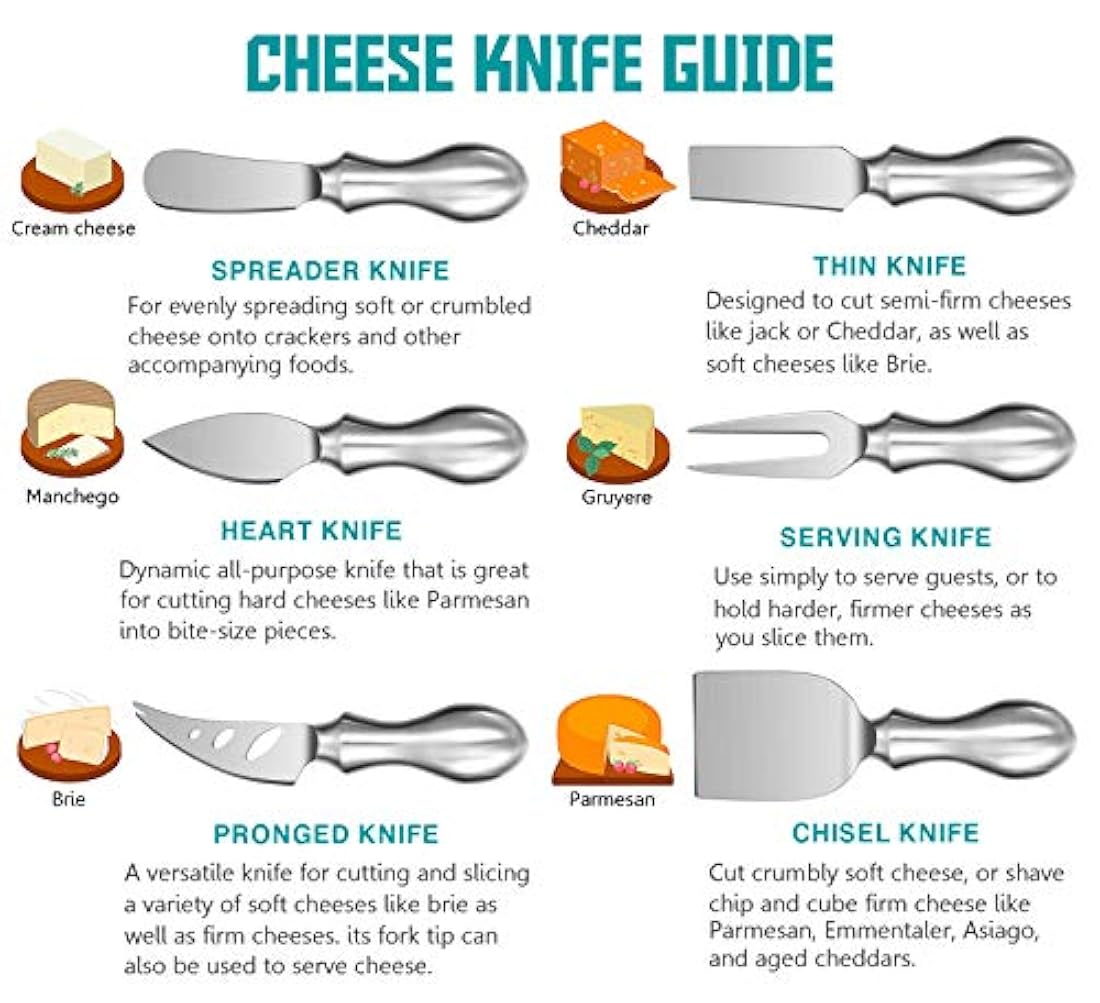 WoneNice - Juego de cuchillos de queso de acero inoxidable