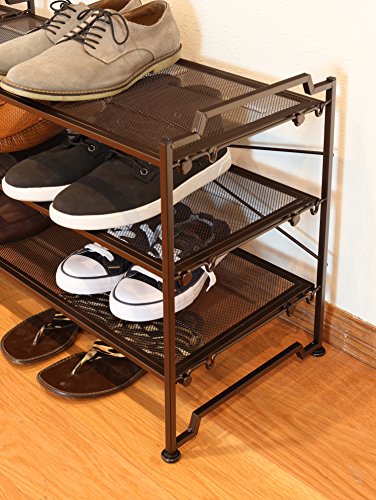 Estante de servicio apilable de 3 niveles para zapatos