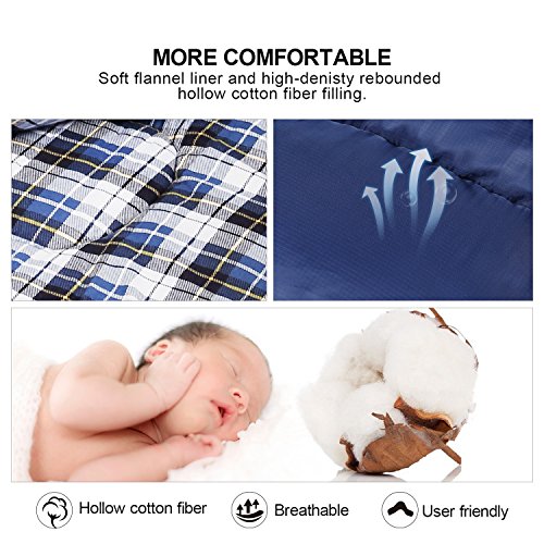 REDCAMP Outdoors Cotton Flannel Sleeping Bag for Camping Backpacking, Warm and Comfortable Envelope Sleeping Bags with 2/3/4lbs Filling