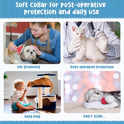 Collar de recuperación ajustable impermeable para gatos con cono de algodón suave y protección postoperatoria, cuello de cono azul cielo estrellado, collar de gato cómodo protector para mascotas para gatos, gatitos y perros