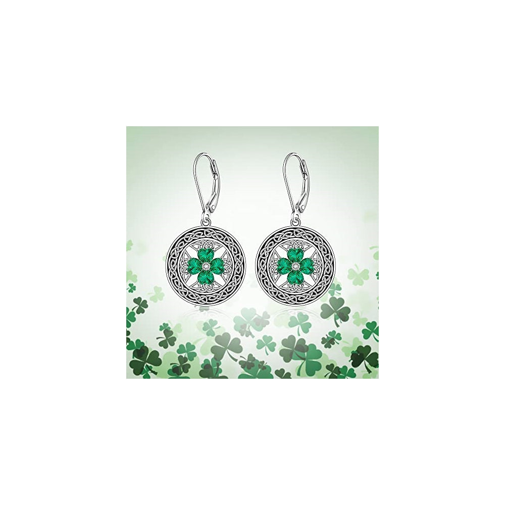 Aretes de trébol del día de San Patricio para mujer