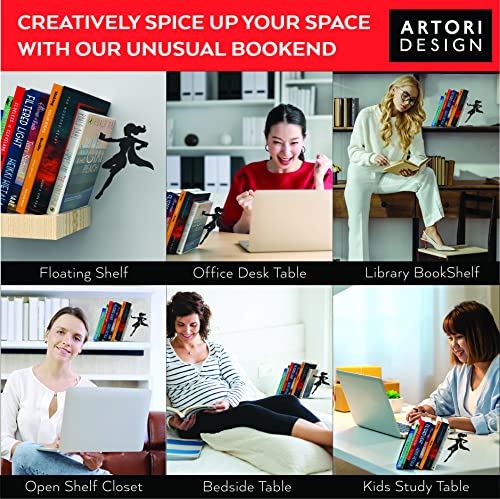 Sujetalibros decorativos de metal únicos, extremos ocultos caprichosos para un soporte de libros, bonita decoración del hogar e idea de regalo moderna para estantes, escritorio o mesa (Supergal)