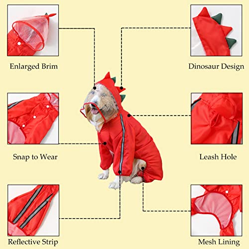 Impermeable con capucha para perro dinosaurio y lluvia