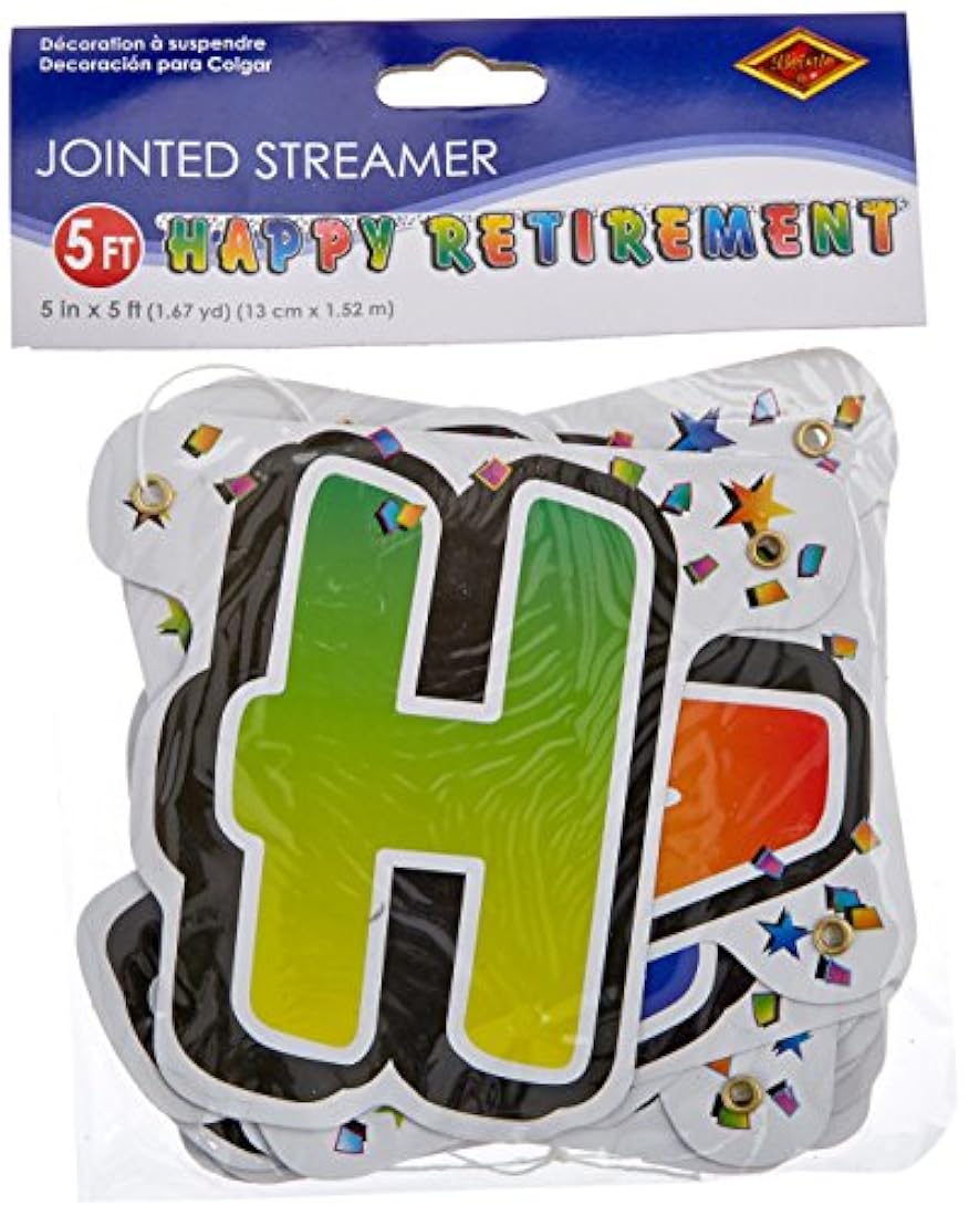 Happy Retirement Streamer, 5.0 in x 5.0 ft, Multicolor
