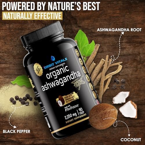 Suplemento de Ashwagandha Orgánico 2250 mg - 90 Cápsulas
