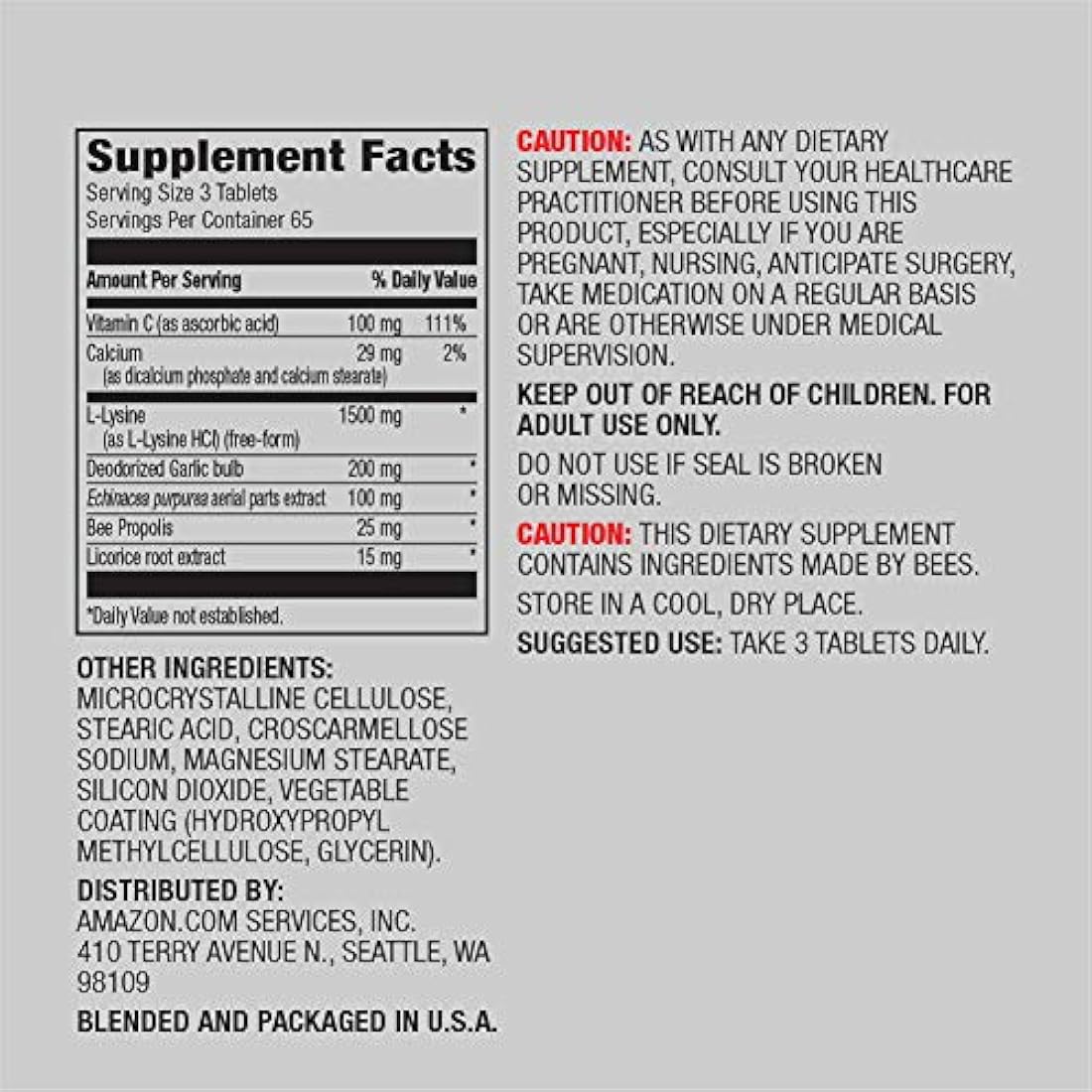 Complejo de lisina Amazon Elements con vitamina C