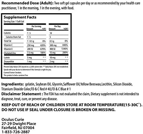 Suplemento Vitaminas para los ojos AREDS2 zeaxantina 2 mg