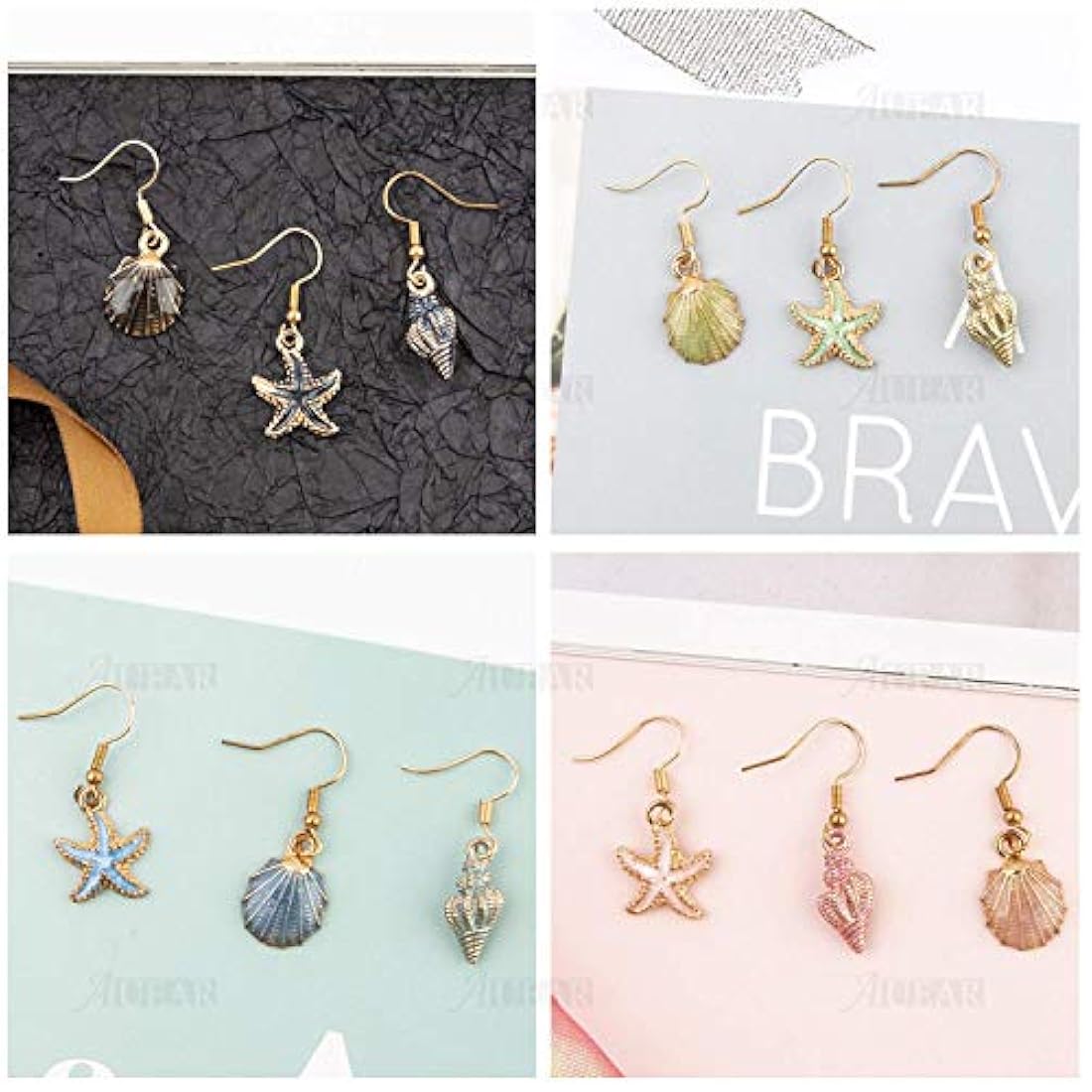 30 colgantes de abalorios esmaltados de concha de estrella