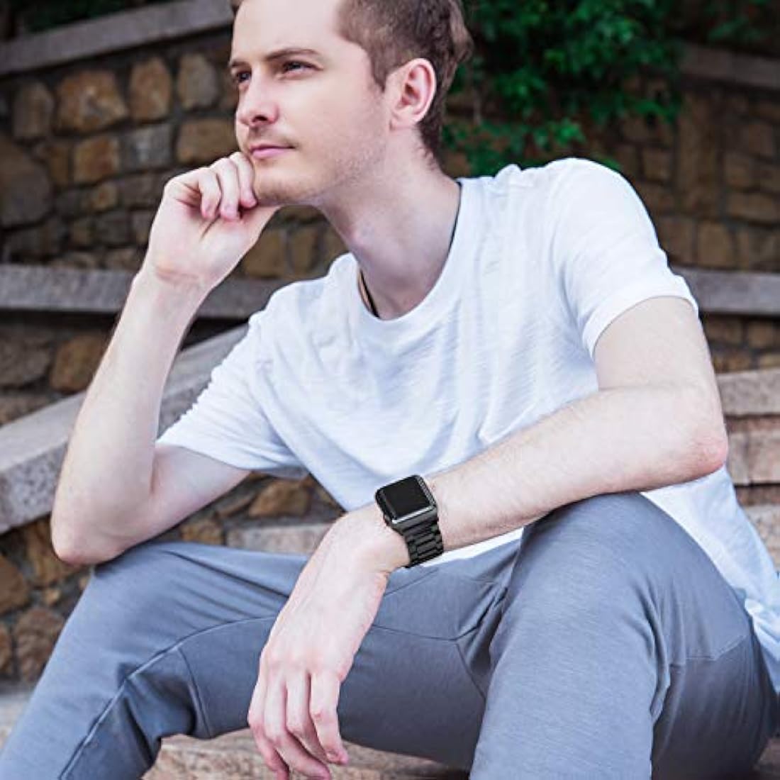 Banda de reloj mental de acero inoxidable color negro