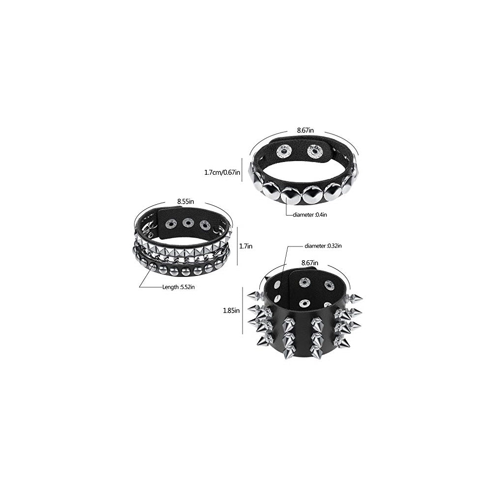 Pulseras y tobilleras Punk - 6 piezas