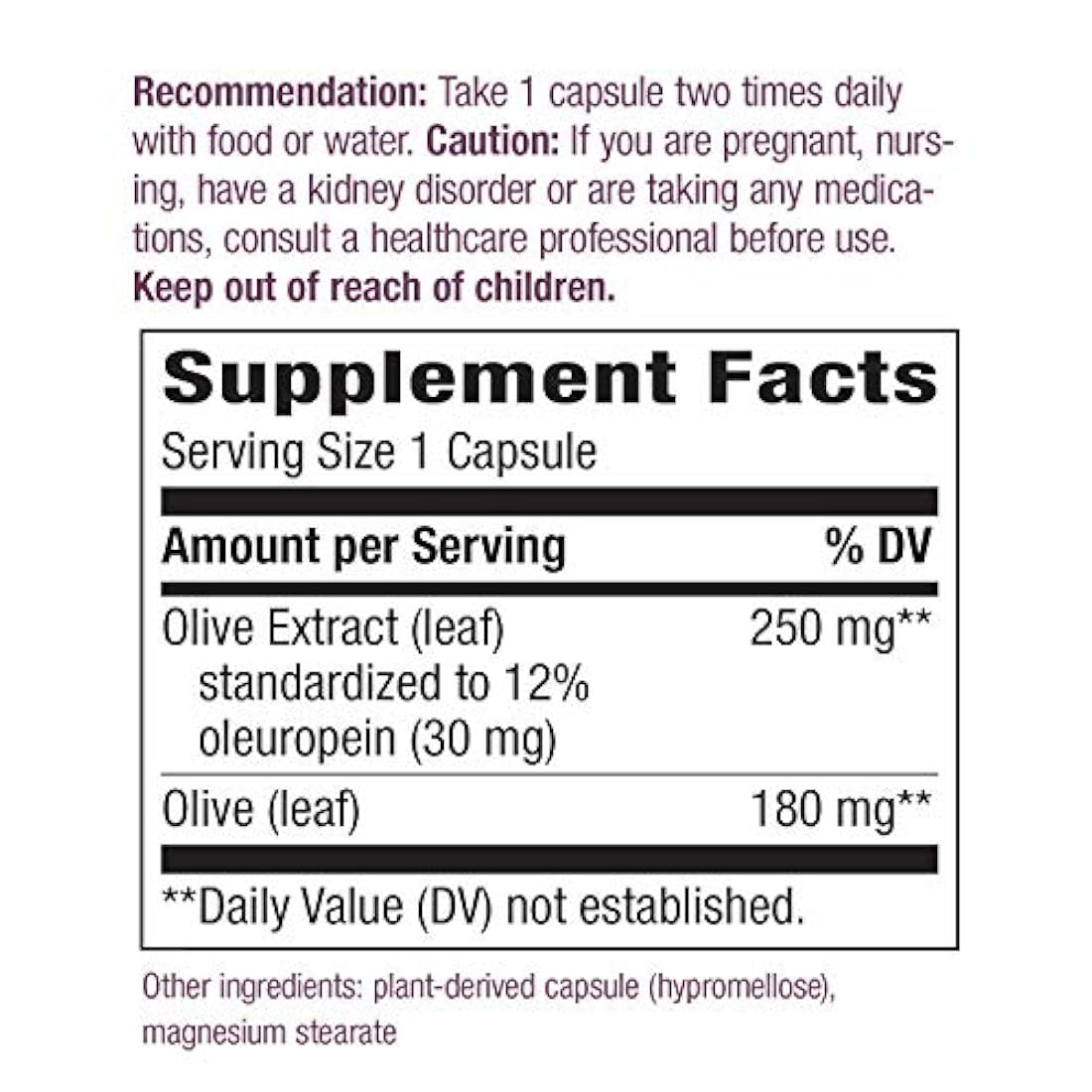La forma de hoja de olivo, 60 Cápsulas de la naturaleza