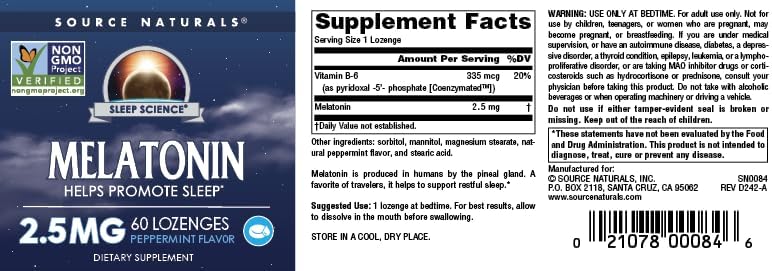 Source Naturals ayuda a promover el sueño* 2.5 mg 60 unidad