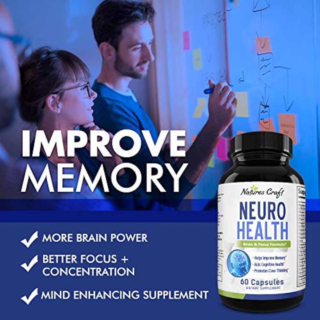 Suplemento de mejora mental píldoras nootrópicas naturales