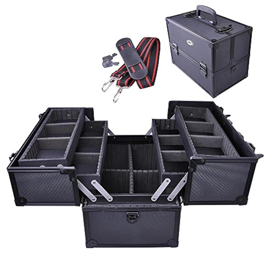 Caja organizada de aluminio AW para maquillador