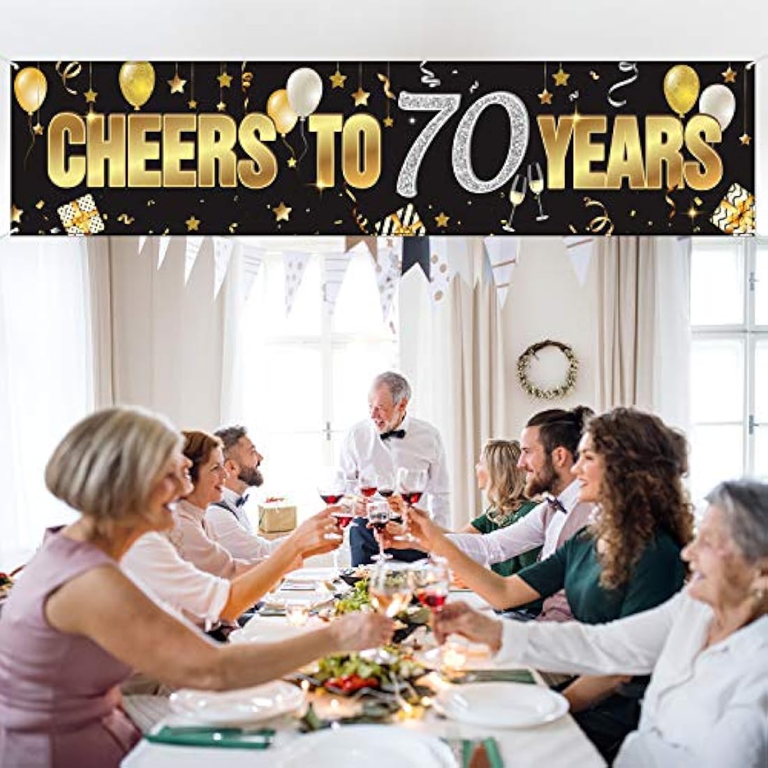 Banner de 70 cumpleaños, Happy 70th Birthday Cheers