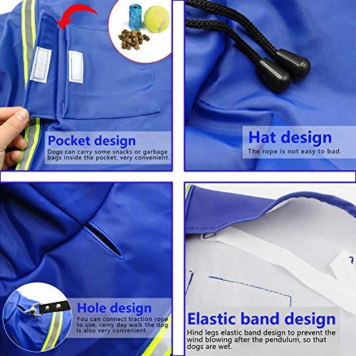 FEimaX Chubasquero para perro, impermeable, con capucha para perros medianos y grandes, con capucha ligera, resistente al viento, para caminar al aire libre (S (pecho: 13.3 pulgadas, cuerpo 9.8 pulgadas), azul)
