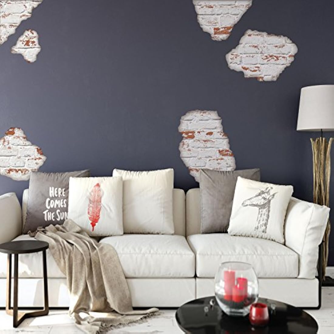 6 Pegatinas adhesiva de pared ladrillo blanco (25 x 3 x 3)