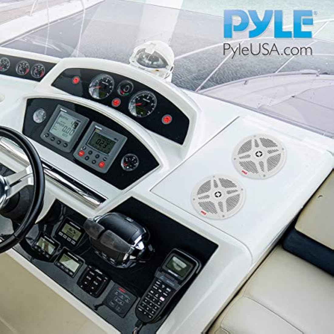 Parlantes de barco juego de 2 blanco PYLE PLMRBT65W